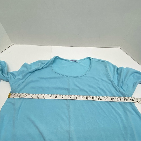 Fresh Produce Studio Tunic Blue Top Size M/L Handkerchief Hem Scoop Neck READ - Picture 5 of 8
